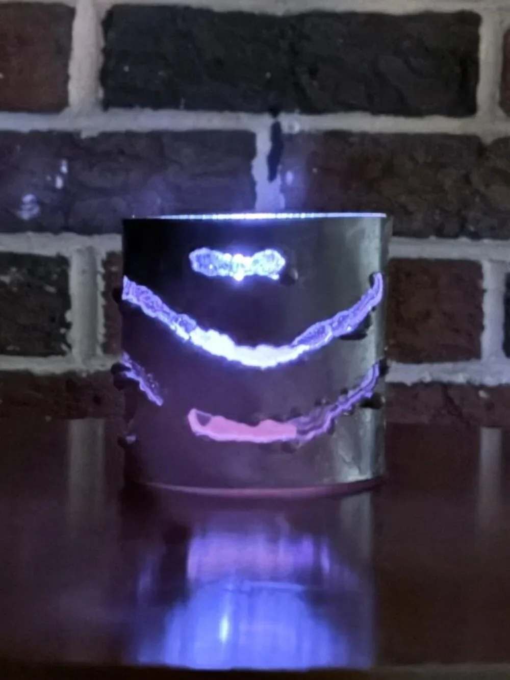 Vintage 90'S Pier 1 Brutalist Metal & Cobalt Blue Glass Candle Holder
